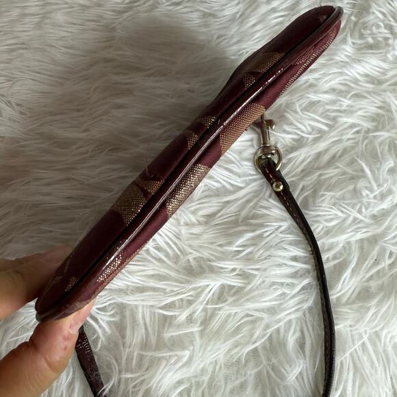 COACH Burgundy Signature Canvas Wristlet - Picture 3 of 8